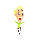 Blond Male Character Rejoicing