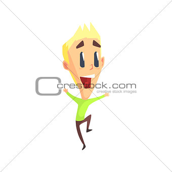 Blond Male Character Rejoicing