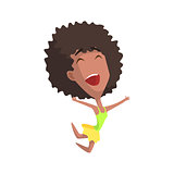 African Curly Female Character Rejoicing