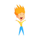 Spiky Redhead Female Character Rejoicing