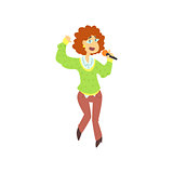 Curly Girl Singing In Karaoke