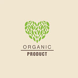 Leaf Heart Above Text Organic Product Logo