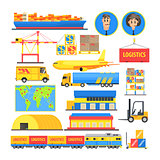Logistic Elements Colorful Infographic