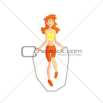 Girl With Skip Rope Vector Illustration