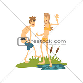Couple Going For A Swim