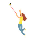 Girl Taking Selfie Jumping