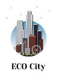 Eco city architecture skyline logo design.