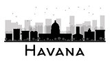 Havana City skyline black and white silhouette