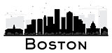 Boston City skyline black and white silhouette.