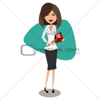 Cartoon vector female secretary, office worker character design.