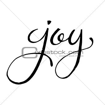 Unique hand drawn lettering of  the word Joy.