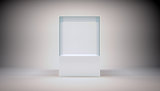Glass cube on grey