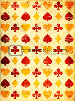 Grunge background with paper texture and playing cards symbol