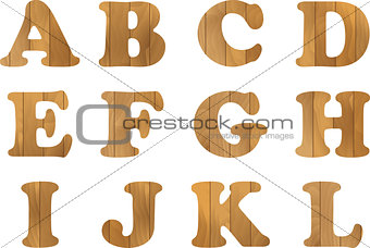Wooden Alphabet, vector set with wood Letters, for Text Message, Title or Logos Design