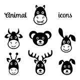 Black vector animal face icons
