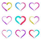 Colorful vector brush strokes hearts