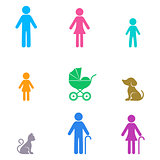 Colorful vector simple family icons