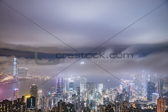 Uban fog View of Hong Kong from Victoria peak