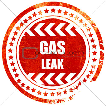 Gas leak background, grunge red rubber stamp on a solid white ba