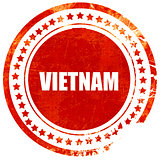 Greetings from vietnam, grunge red rubber stamp on a solid white