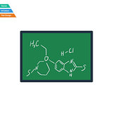 Flat design icon of chemistry formula on classroom blackboard