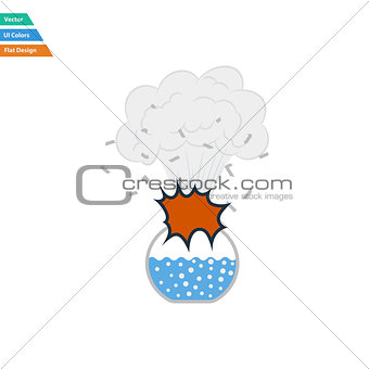 Flat design icon explosion of chemistry flask