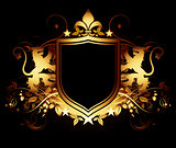 ornamental shield on a black background