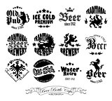 set of twelve drawings on beer caps