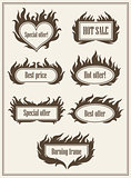 Set of burning fire frame borders hot sale symbols