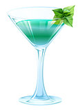 Alcohol cocktail with green mint leaves