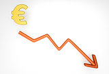 decreasing graph with euro symbol