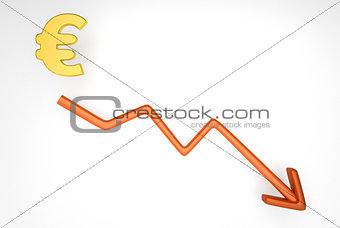 decreasing graph with euro symbol