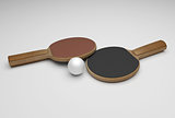 ping pong rackets and ball