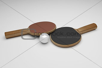 ping pong rackets and ball