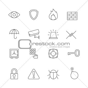 Protection and security outline icons