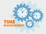 time management with clocks in grunge flat design gears