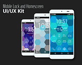 Hexagonal geometric UI screens mockup kit