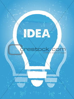 idea in bulb symbol with over blue grunge background