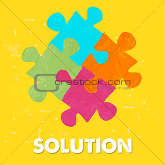 solution and puzzle pieces in grunge drawn style