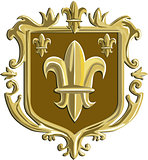 Fleur de lis Coat of Arms Gold Crest Retro