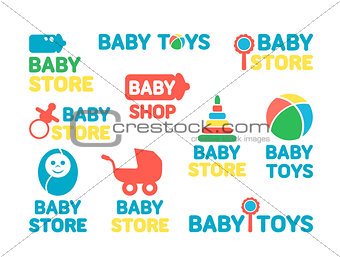 Logotypes set of baby stores.