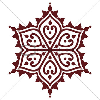 Mehndi, Indian Henna brown tattoo design - flower shape