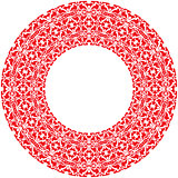 Vector round thick frame from red ornamentation