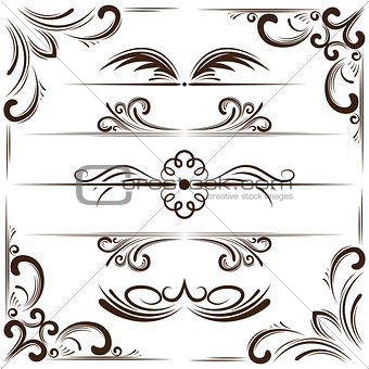 Vector set of bookplates and corners for design