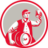 American Worker Keg Toast Beer Mug Circle Retro