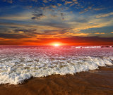 Majestic sunset over ocean shore