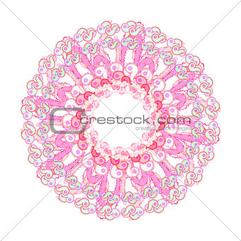 circular pattern of green pink on a white. vector illustration