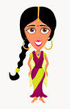 Indian girl in a red smiling .vektor illustration