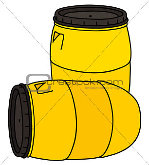 Yellow plastic barrels