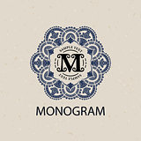 Vintage monogram frame template